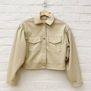 Tarhari, Faux, sz M,  leather jacket, cream color
